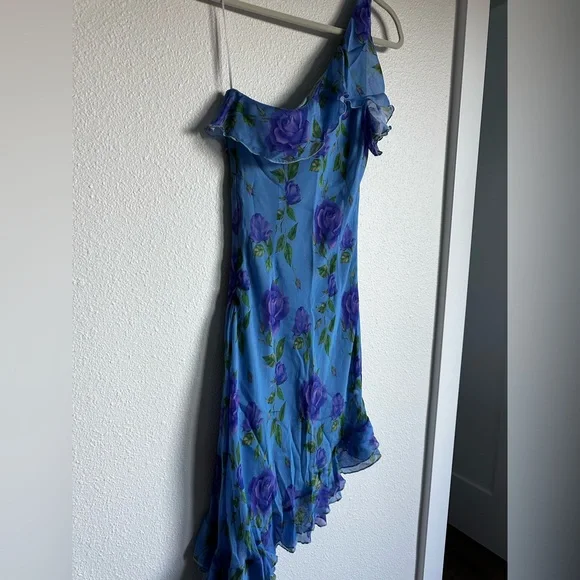 Mirae Paris Livi One Shoulder Mini Dress in Blooming Blue - Picture 6 of 8